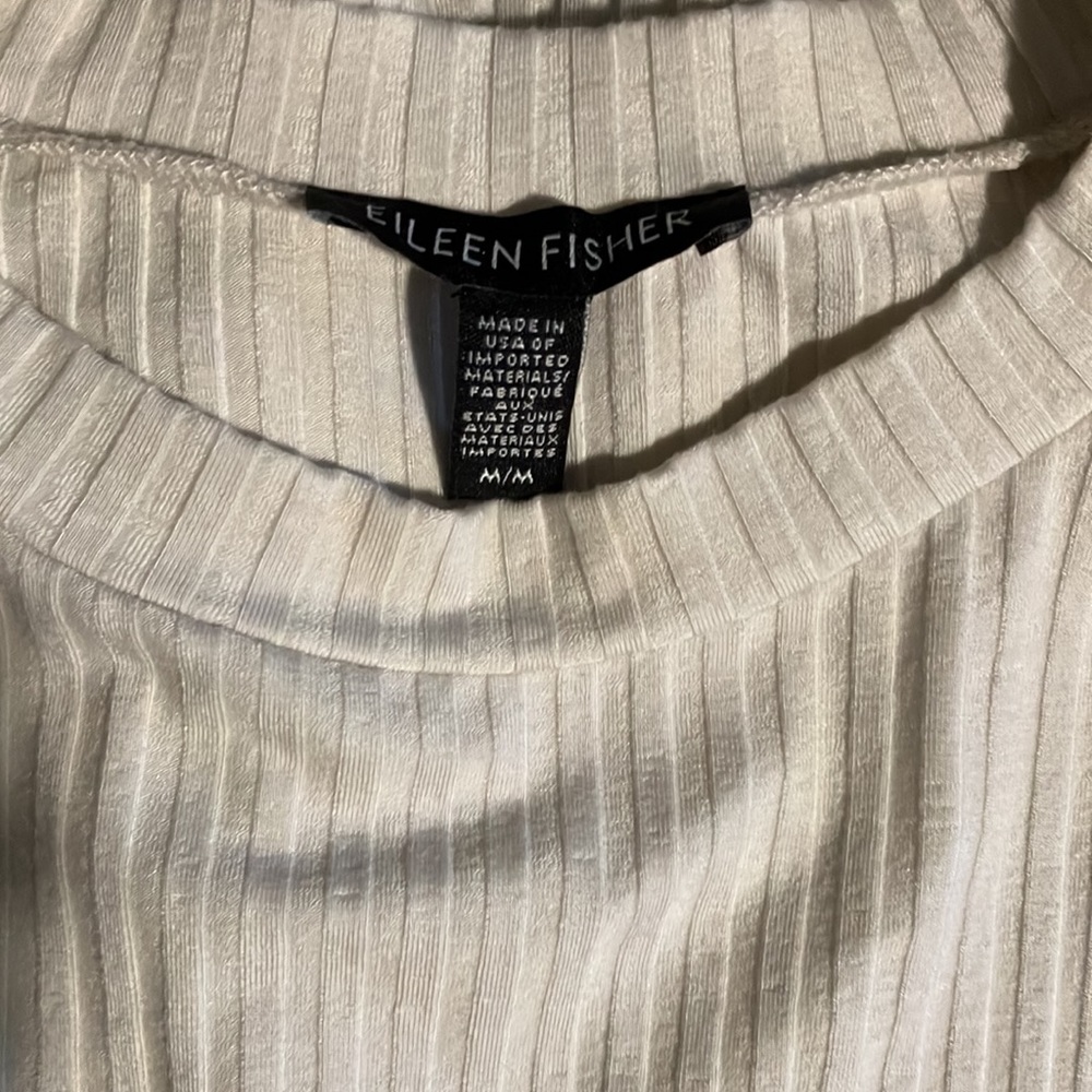 EILEEN FISHER Textured Stretch Rib Crew Neck Top Bone - Picture 13 of 14